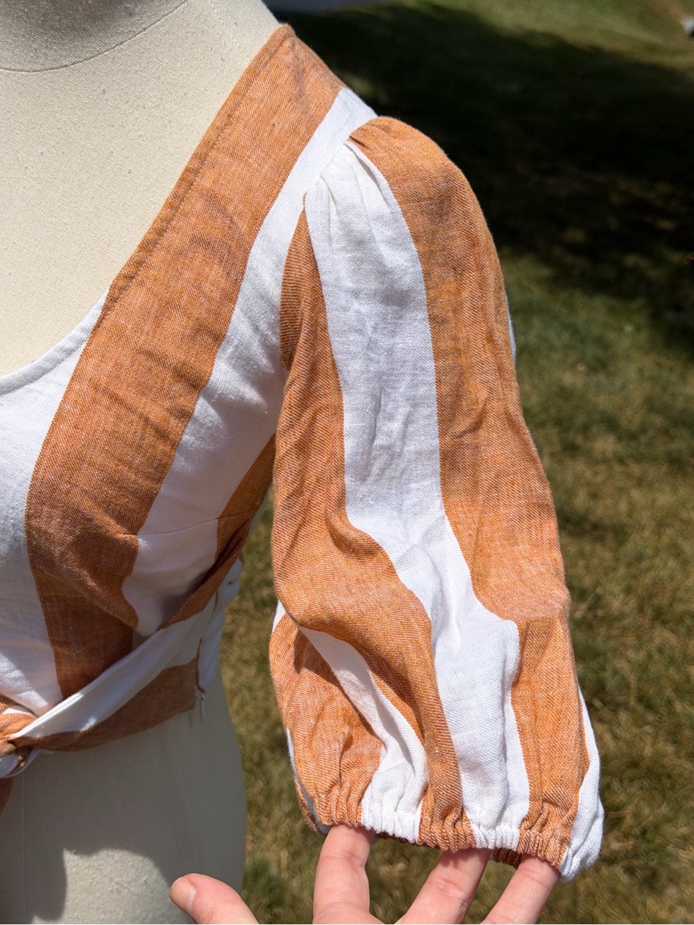 Amanda Uprichard Gloria Euro Summer Linen Blend Tie Front Crop Top Coastal Chic - Picture 4 of 14